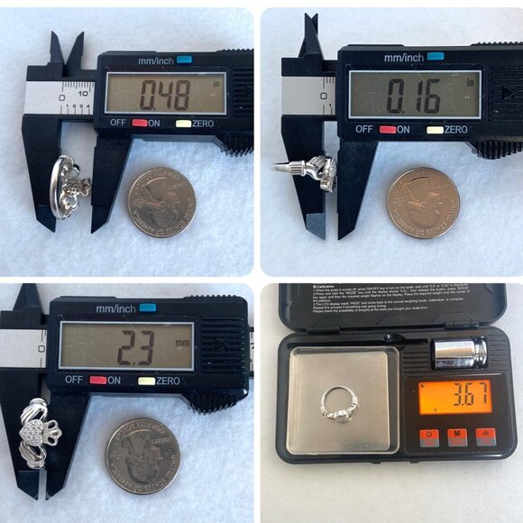 Milor Sterling Silver 925 Italy Pave Cubic Zirconia Heart Claddagh Band Ring - Picture 10 of 15